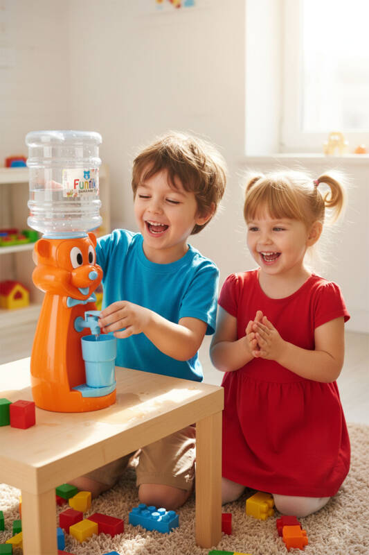 Funtik Ayı Konsepti Turuncu Üzeri Mavi Çocuk Su Sebili - 2