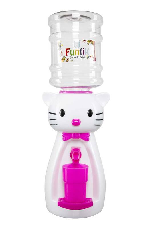 Funtik Kedi Çocuk Su Sebili Beyaz Üzeri Pembe